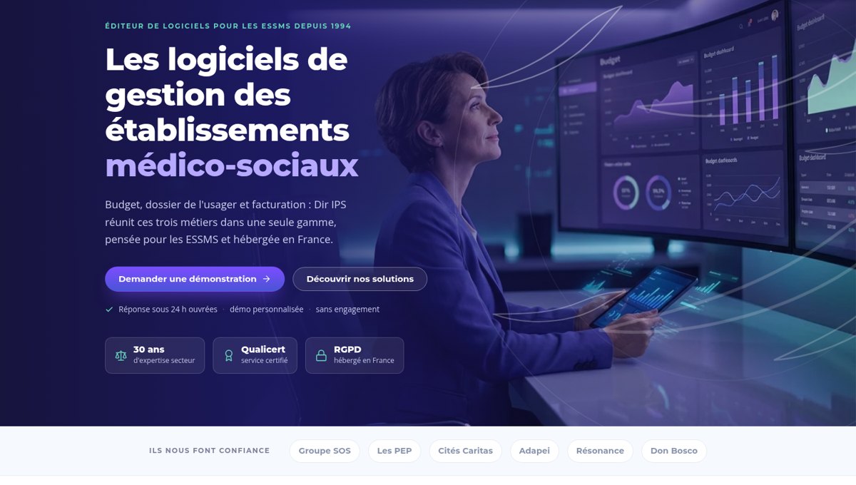 Site internet de l'éditeur médico-social DIR IPS conçu par Wizz You