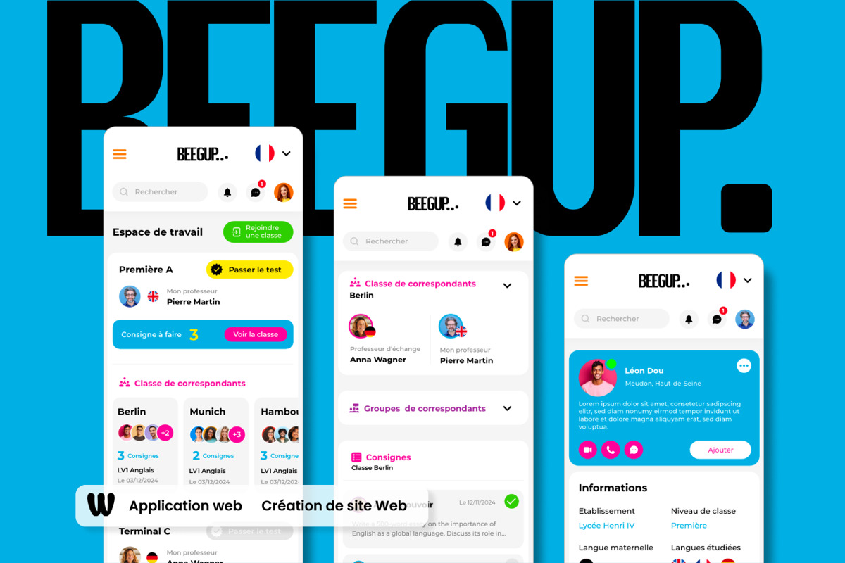 Beegup — Plateforme au service des langues — projet Développement Web réalisé par Wizz You
