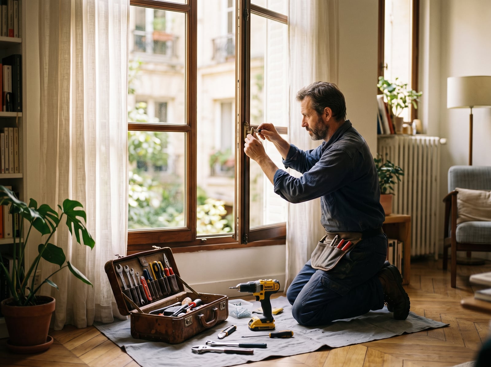 Artisan effectuant une réparation au domicile d'un client