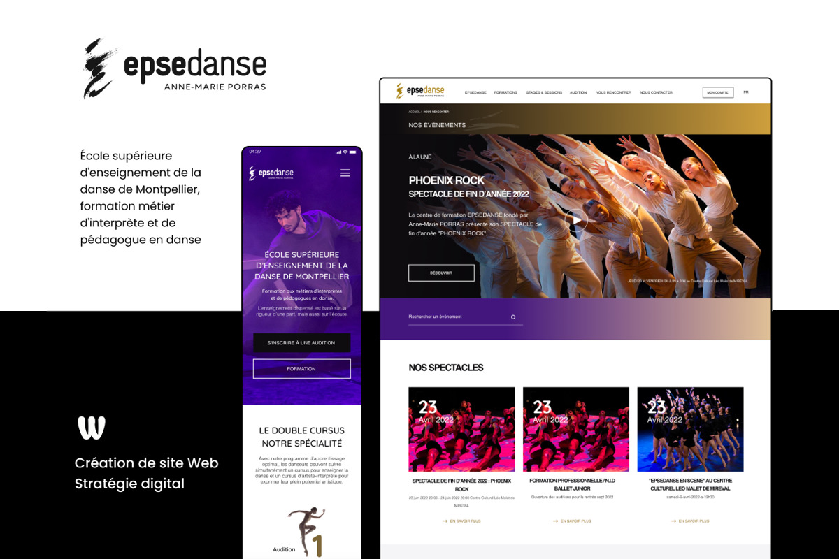 Epsedanse — École de danse professionnelle — projet Développement Web réalisé par Wizz You