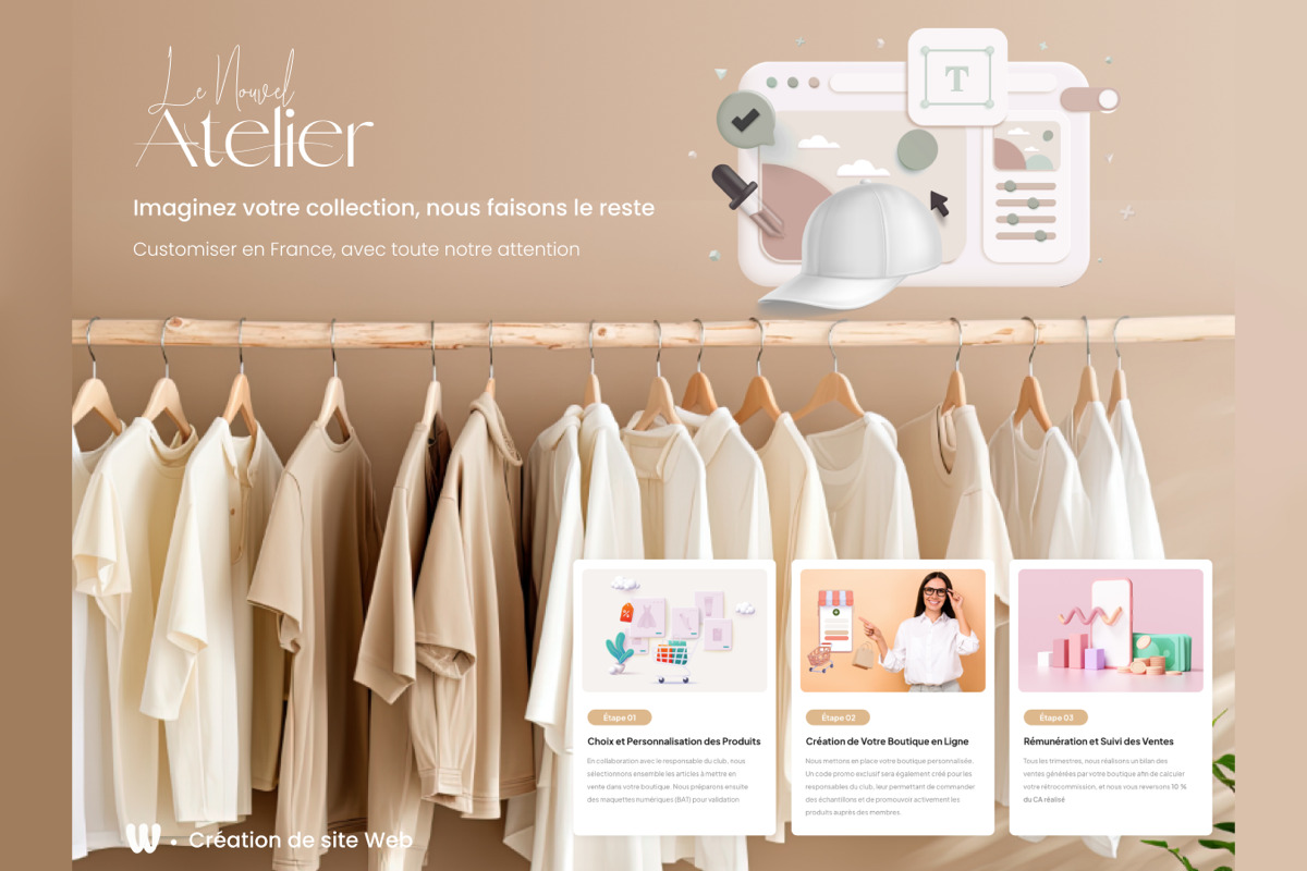 Le Nouvel Atelier — Personnalisation de vêtements — projet Développement Web réalisé par Wizz You