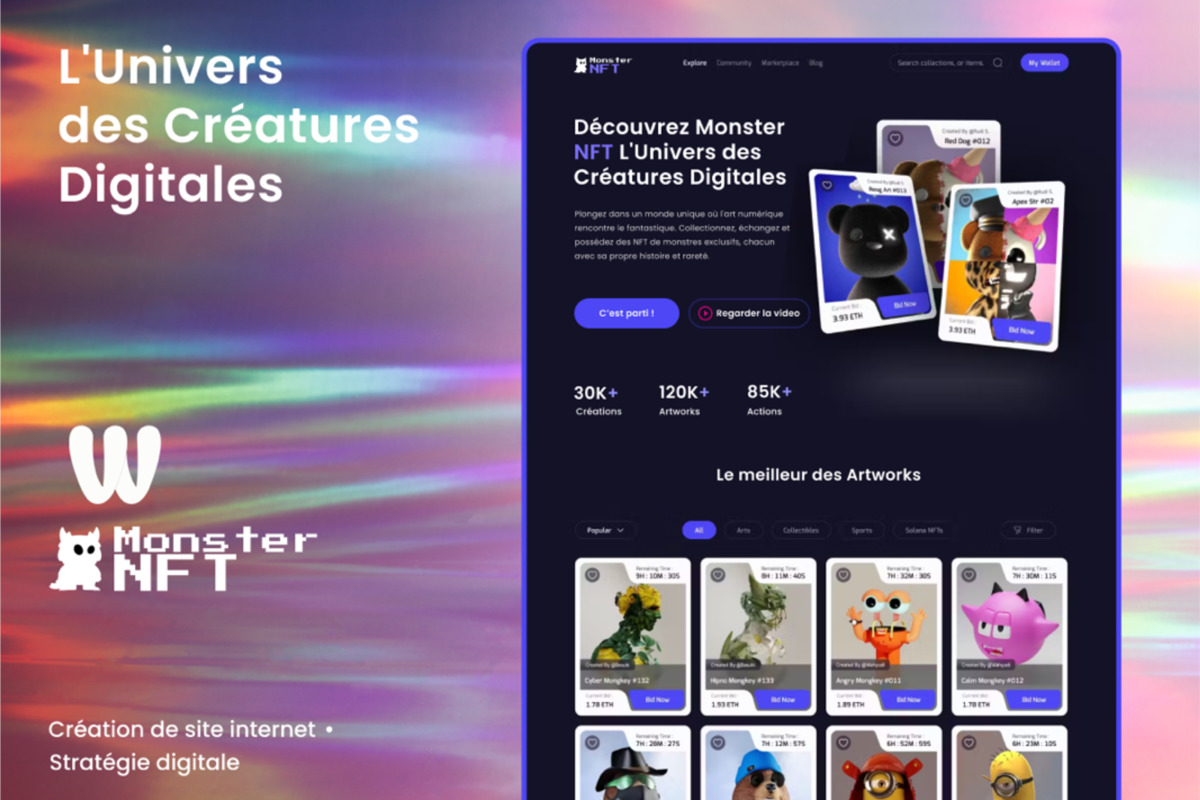 Monster NFT — Marketplace — projet Automatisation & IA réalisé par Wizz You