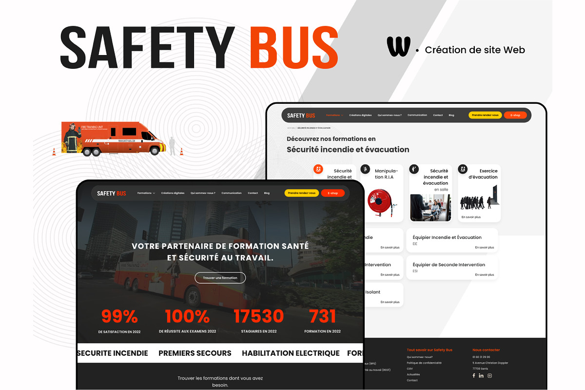SafetyBus — Formation santé et sécurité au travail — projet Développement Web réalisé par Wizz You