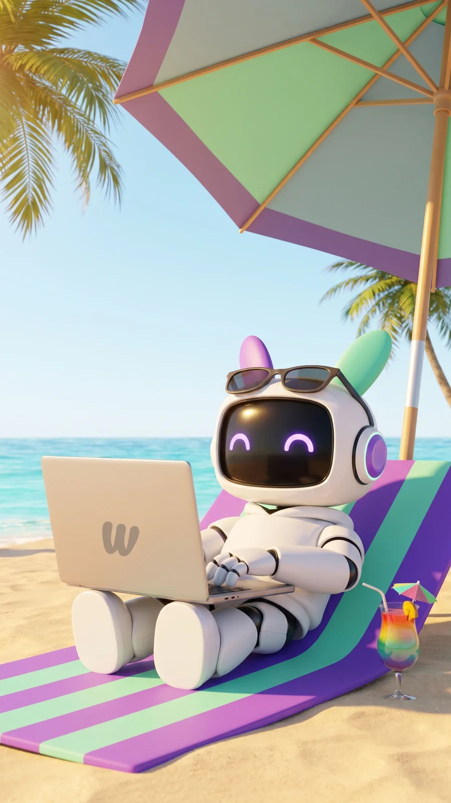 Wizzie en vacances à la plage
