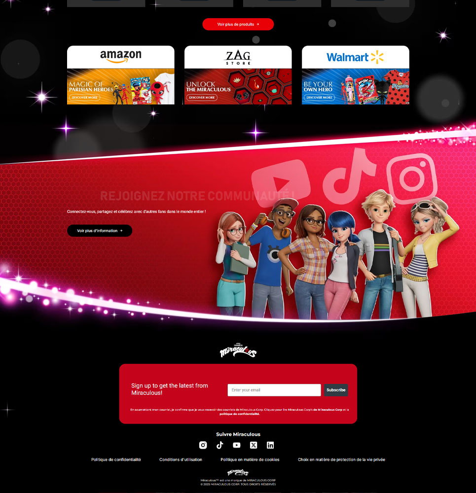 Section communauté du site Miraculous Ladybug