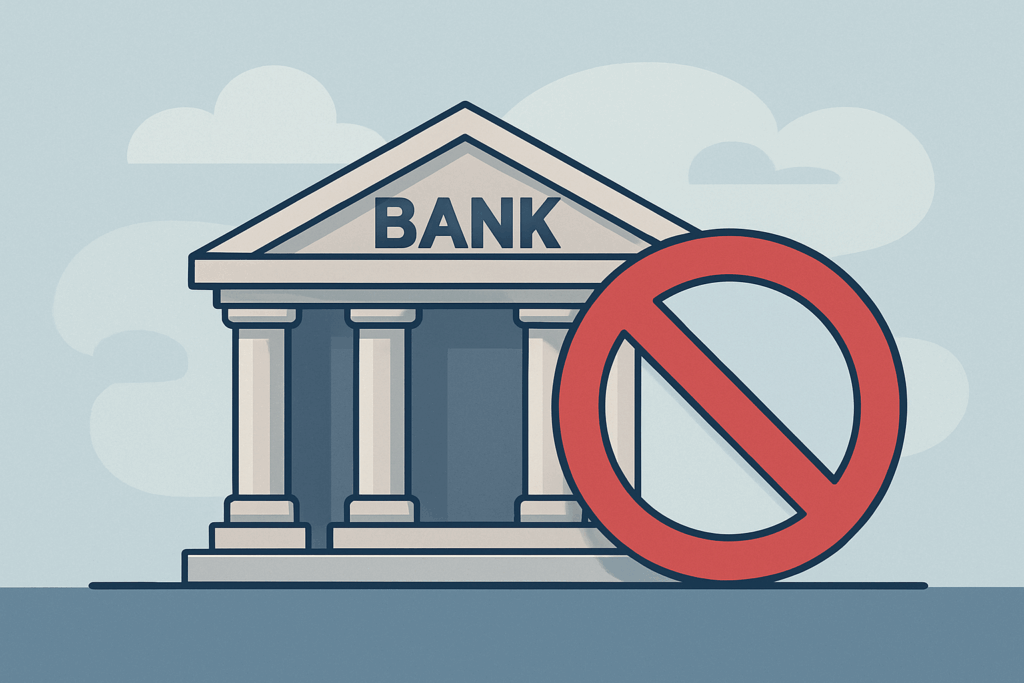 Illustration d'une banque refusant le financement de projets web
