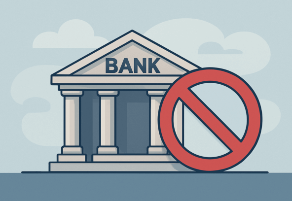 Illustration d'une banque refusant le financement de projets web