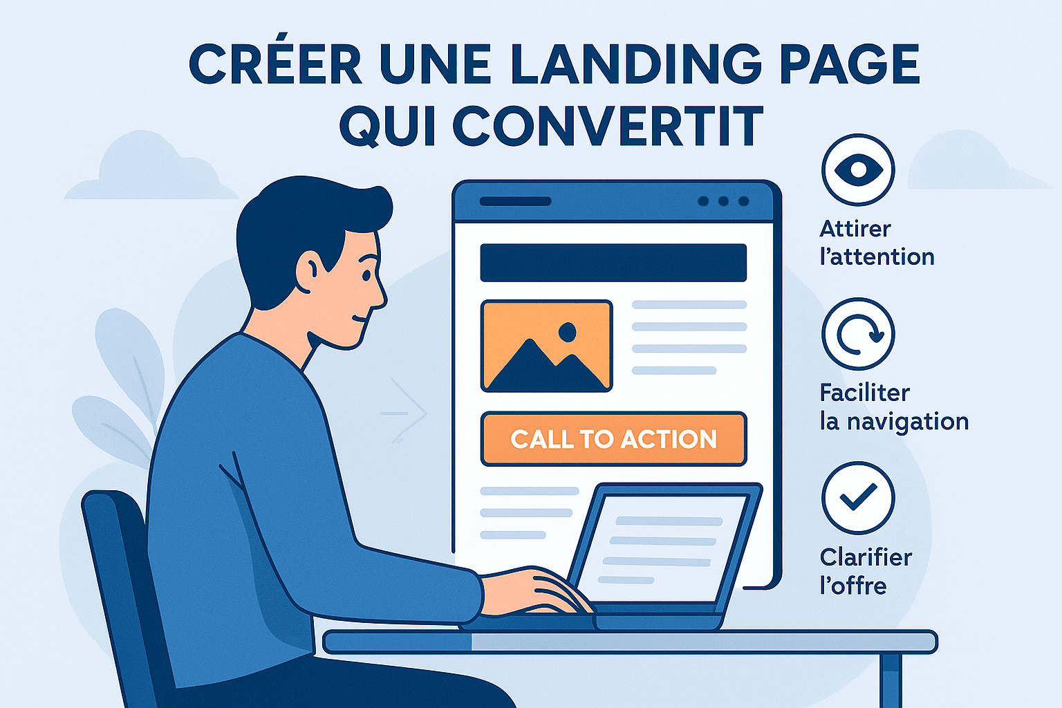 Illustration d’une landing page qui convertit avec call to action clair