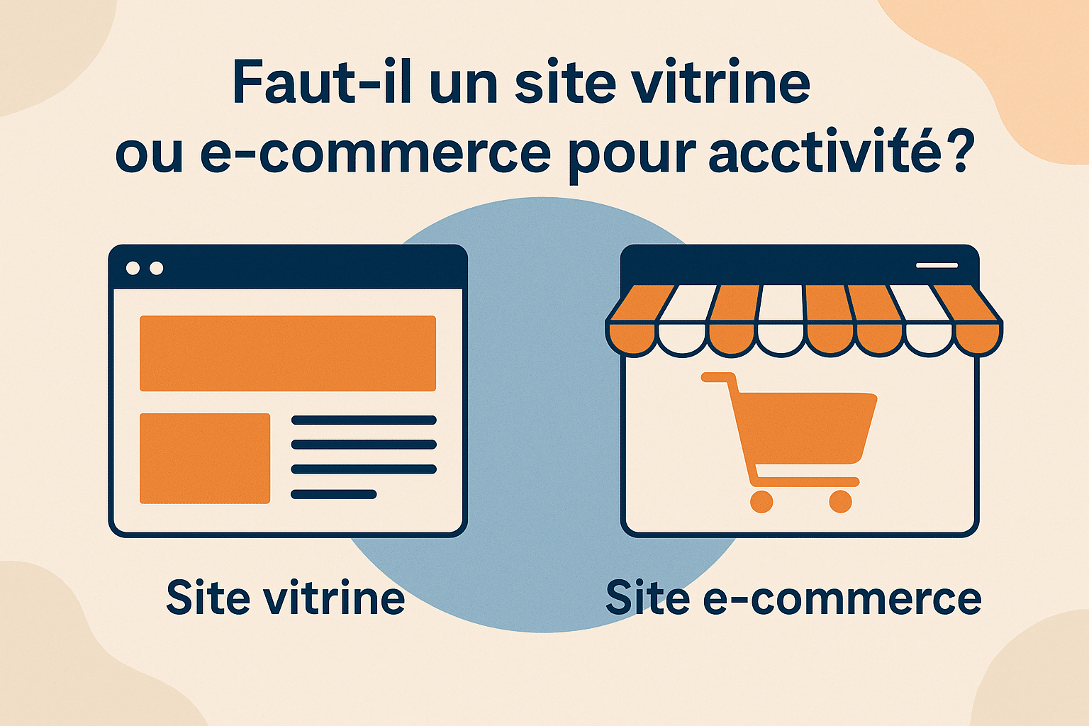 Comparaison entre site vitrine et site e-commerce - illustration informative