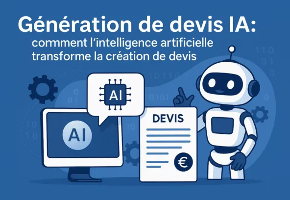 Génération de devis IA : illustration d’un robot générant un devis automatique
