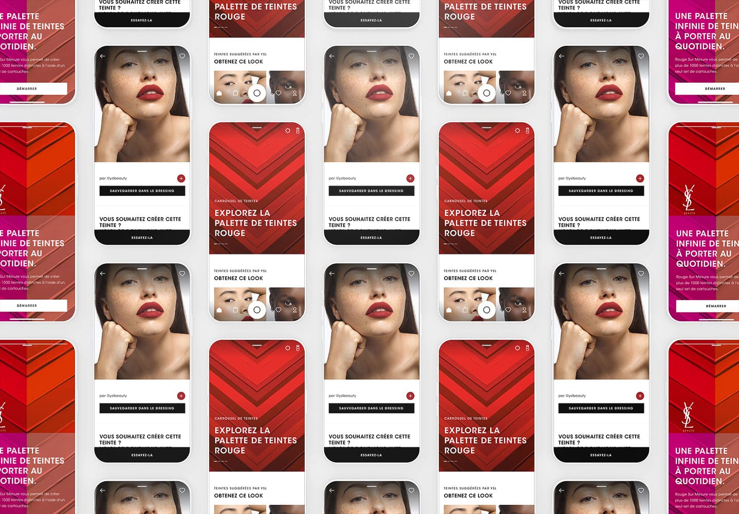 Interface utilisateur de l'application mobile YSL Beauty