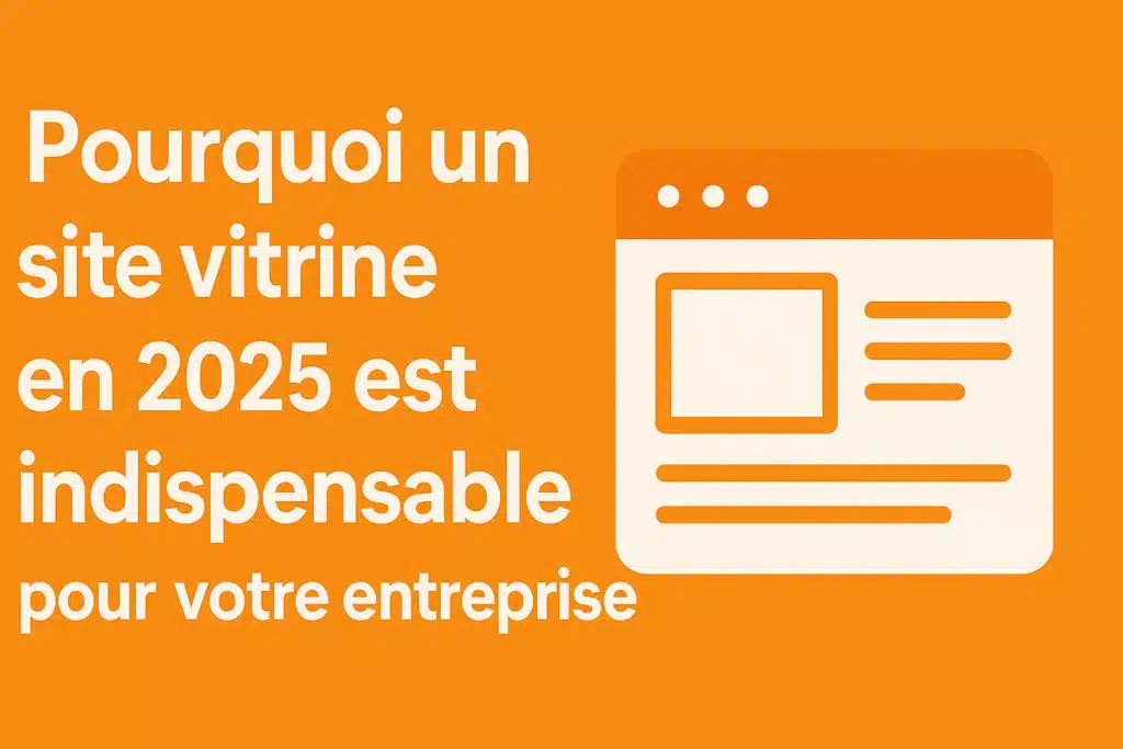 Illustration graphique d’un site vitrine en 2025 avec design moderne et fond orange mandarine