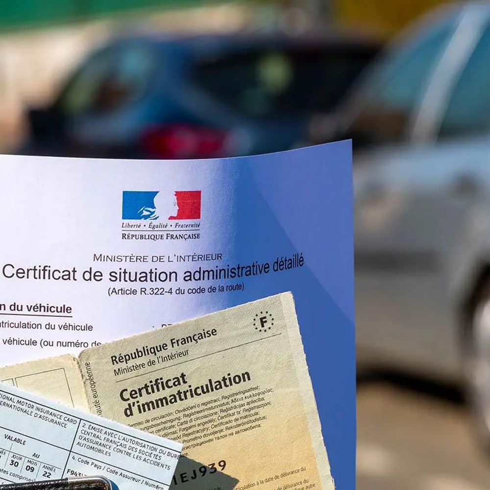 Certificat de situation administrative détaillé et certificat d'immatriculation pour changement de propriétaire
