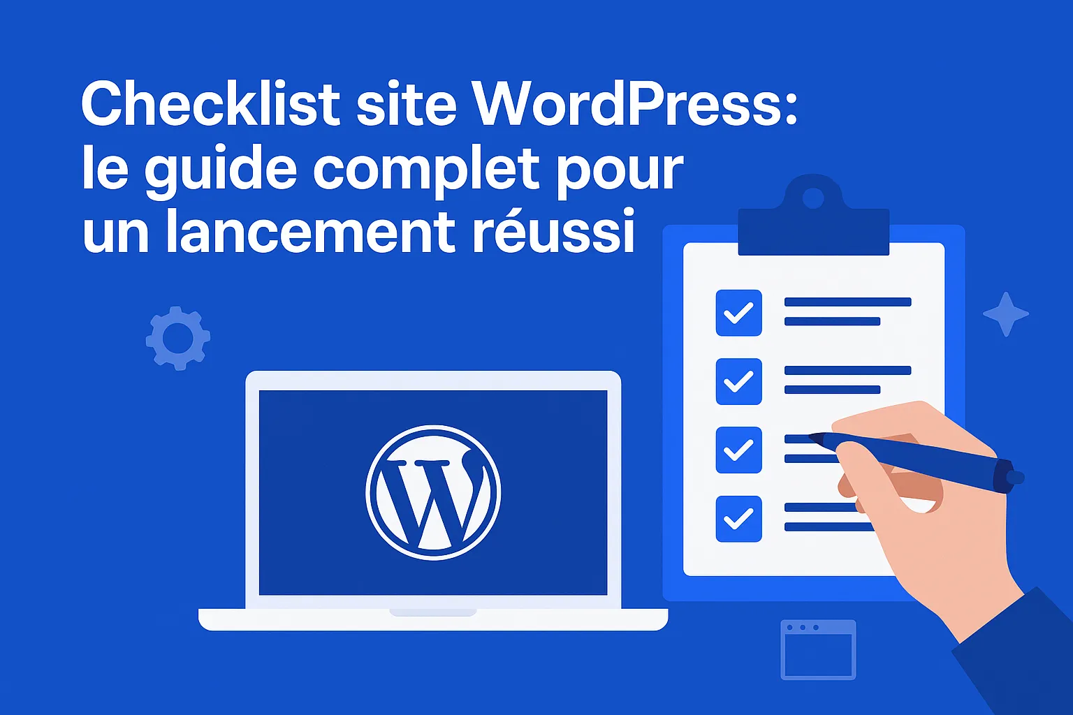 Checklist site WordPress : illustration visuelle du guide complet pour un lancement réussi