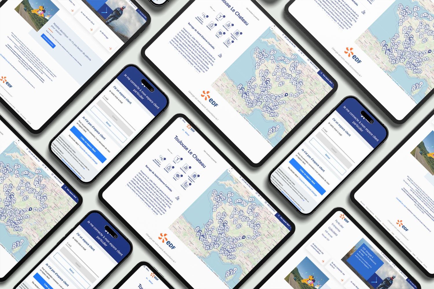 Maquette responsive du site web EDF Particulier sur plusieurs appareils