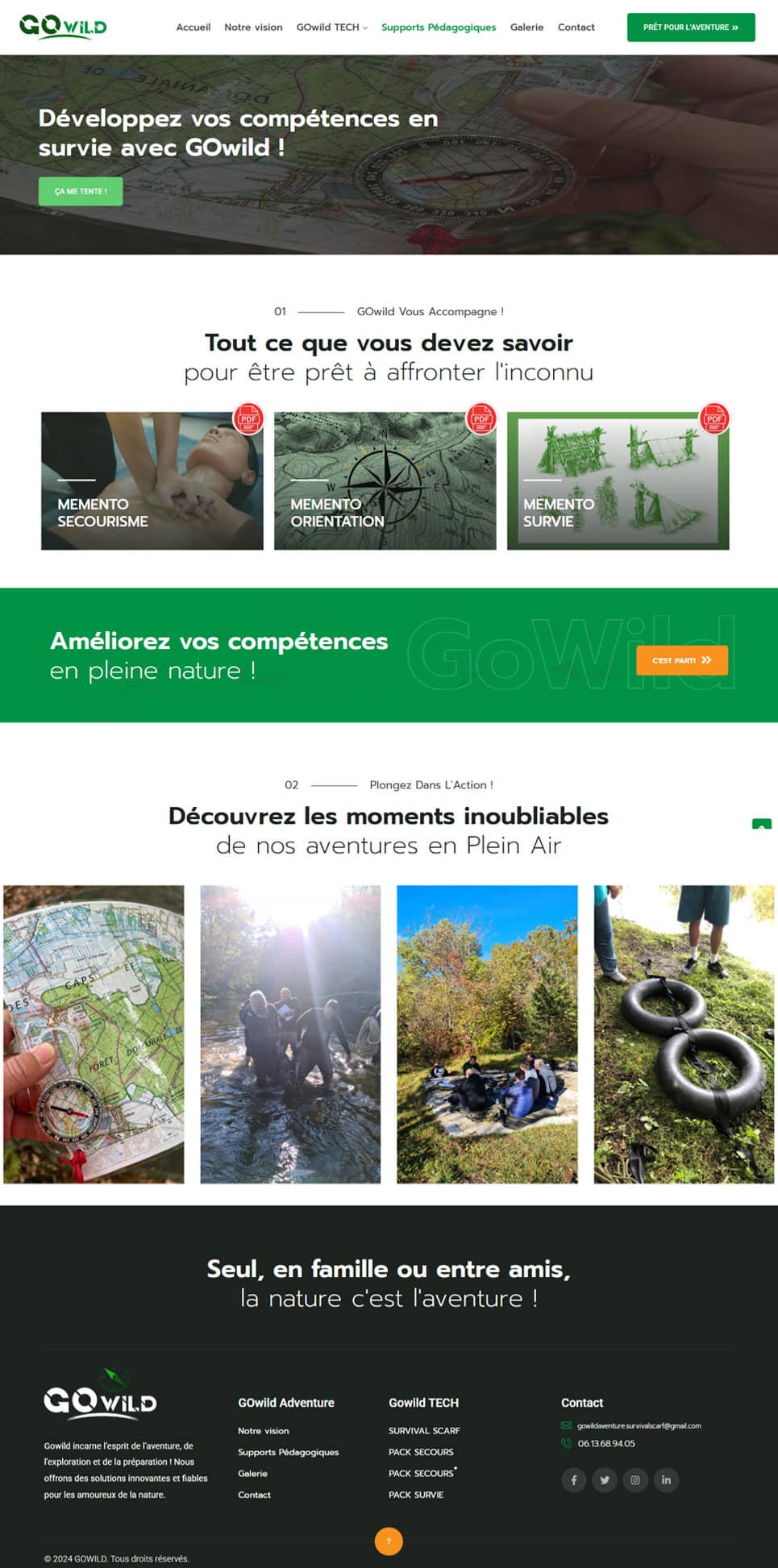 Pages pédagogiques et galerie du site GoWild dédiées à l'exploration et la sur