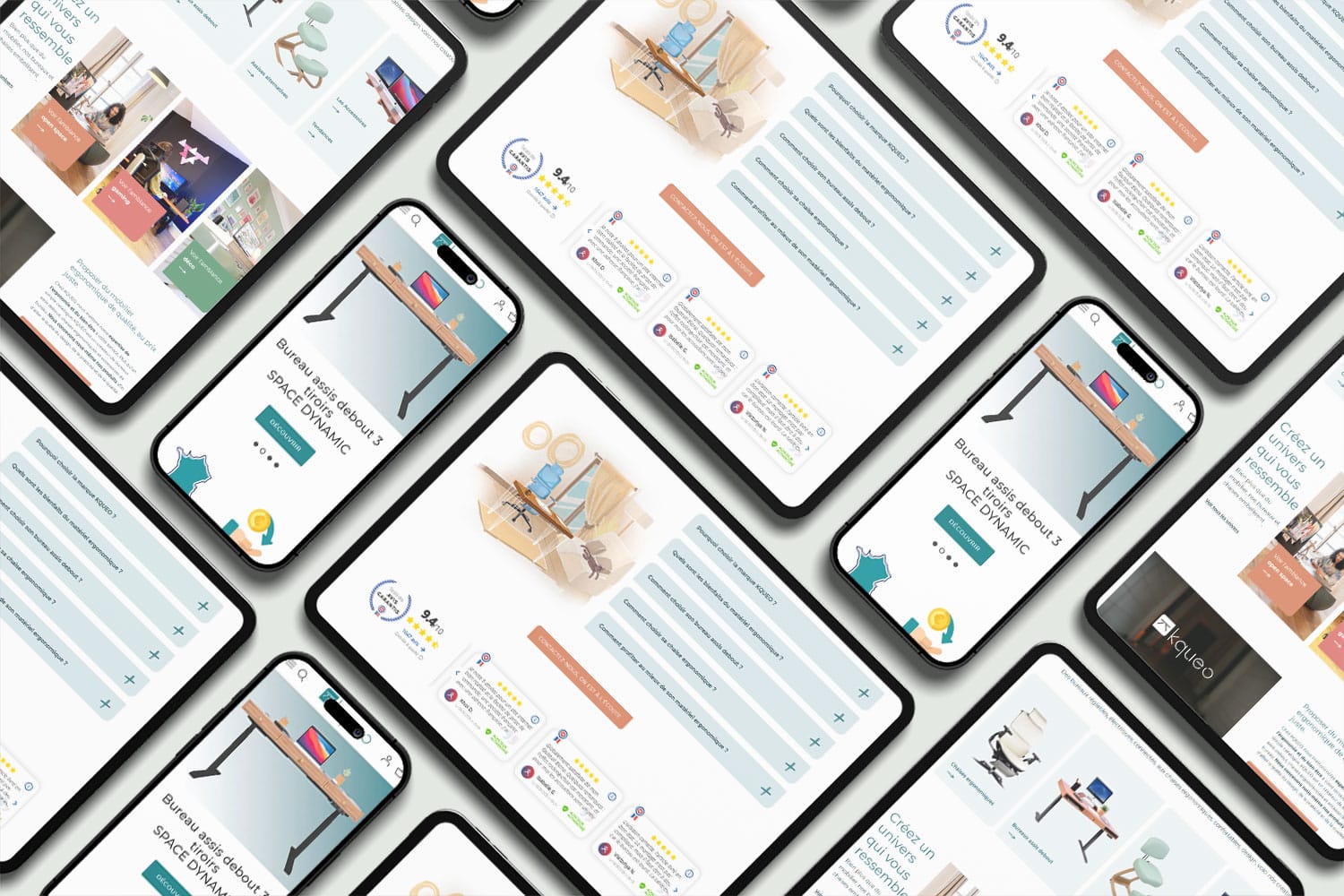 Maquettes responsives du site e-commerce ergonomique Kqueo